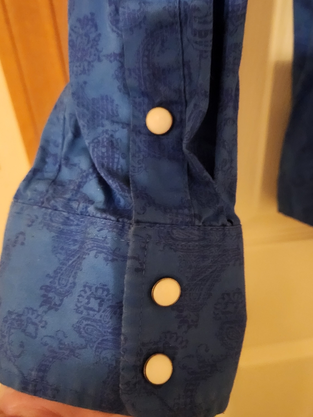 Men's Rock & Roll Cowboy Size XL Blue Paisley Pearl Snap LS Shirt Western Ranch - Picture 2 of 9